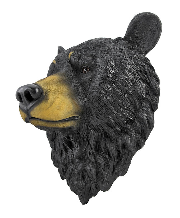Large 16 Inch Big Black Bear Head Bust Realistic Poly-Resin Wall Hanging Statue Image 3