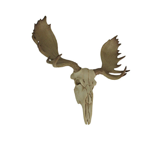 Large Lifelike Bull Moose Skull Hanging Wildlife Decor Statue - Intricately Sculpted, Hand-Painted Faux Taxidermy Art,
