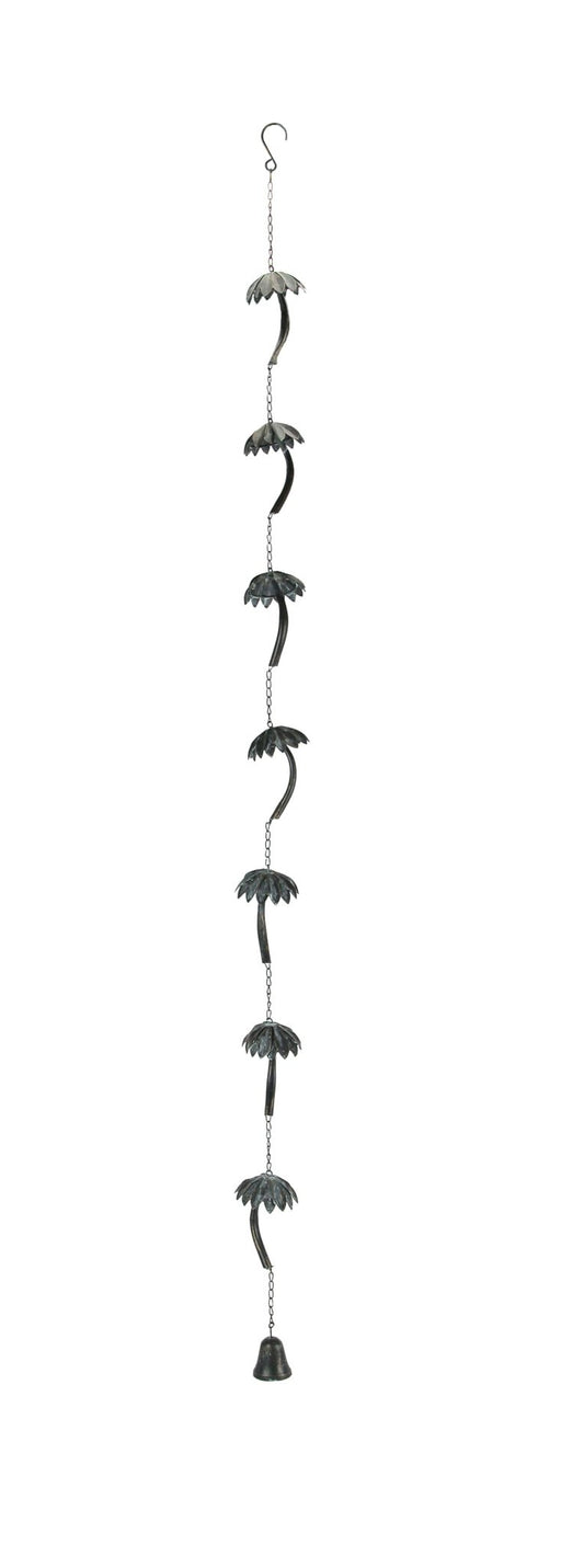 Brown - Image 1 - Bronze Finish Metal Tropical Palm Tree Rain Chain with Attached Hanger, Ideal for Collecting Rainwater,
