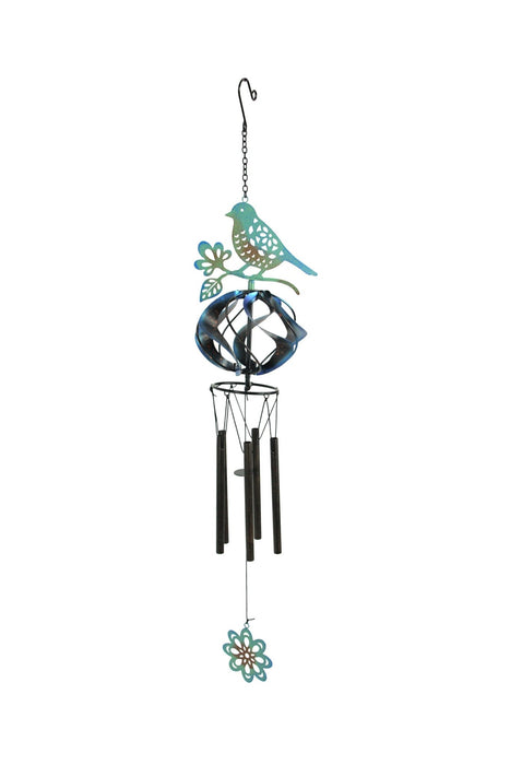 Bird - Image 1 - Metal Bird Wind Chime Spinner - Captivating Garden Art Hanging for Your Patio, Yard, and Outdoor Decor -