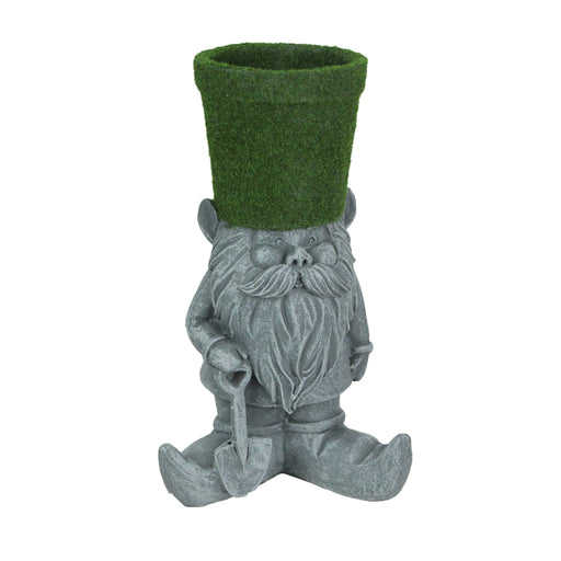Moss Flocked Resin Garden Gnome Flower Pot Indoor Outdoor Garden Statue Planter Image 1