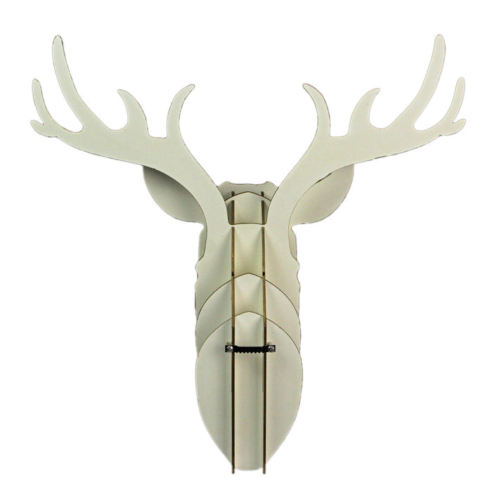 Paintable White Reindeer Head - DIY Wall Mounted Trophy Puzzle Sculpture - Crafted from Durable Materials - 22 Inches High -