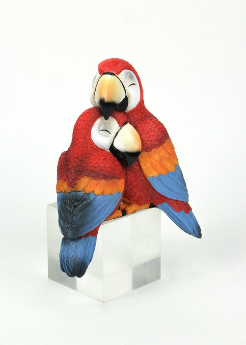 Polly and Petey Mother and Child Parrots Shelf Sitter Statue Hand Painted Tropical Décor 6.75 Inches High Image 3