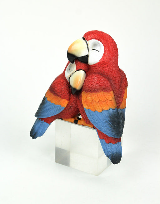 Polly and Petey Mother and Child Parrots Shelf Sitter Statue Hand Painted Tropical Décor 6.75 Inches High Image 2