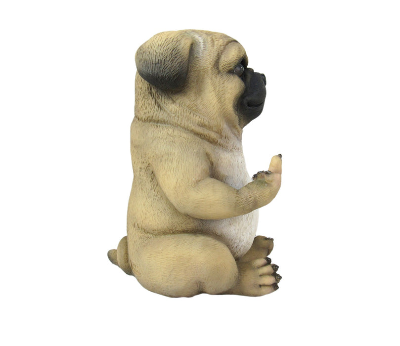 Pug Life Cheeky Middle Finger-Flipping Pug Dog Hand Painted ResinStatue - Adorable 6.75-Inch Decorative Figurine for Your