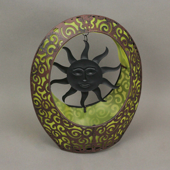 Radiant Sun Filigree Brown Metal LED Battery-Operated Decorative Sculpture - 12 Inches High - Great For Bedrooms, Bathrooms