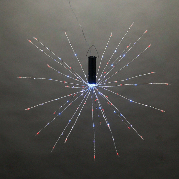 Red, White and Blue LED Starburst Decorative Light with Garden Stake, Ideal for Indoor and Outdoor Decor, 16-Inch Diameter
