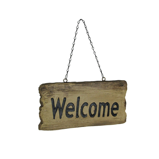 Reversible Wooden Welcome and Go Away Sign for Front Door - Outdoor Decor with Distressed Wood Finish - 11.5 Inches Long -