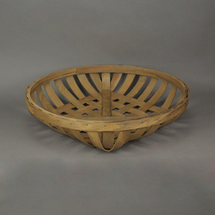 Round Natural Woven Wood Tobacco Basket Tray Decorative Serving Display Set of 2 Image 3