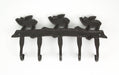 Rustic Brown Cast Iron Flying Pigs 5 Hook Wall Hanger Coat Rack - Ideal for Country Farmhouse Decor - 13.75 Inches Long -