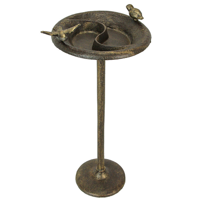 Bronze - Image 1 - Rustic Cast Iron Bird Bath Feeder Pedestal in Antique Bronze Finish - 20 Inches HIgh - Perfect Home and