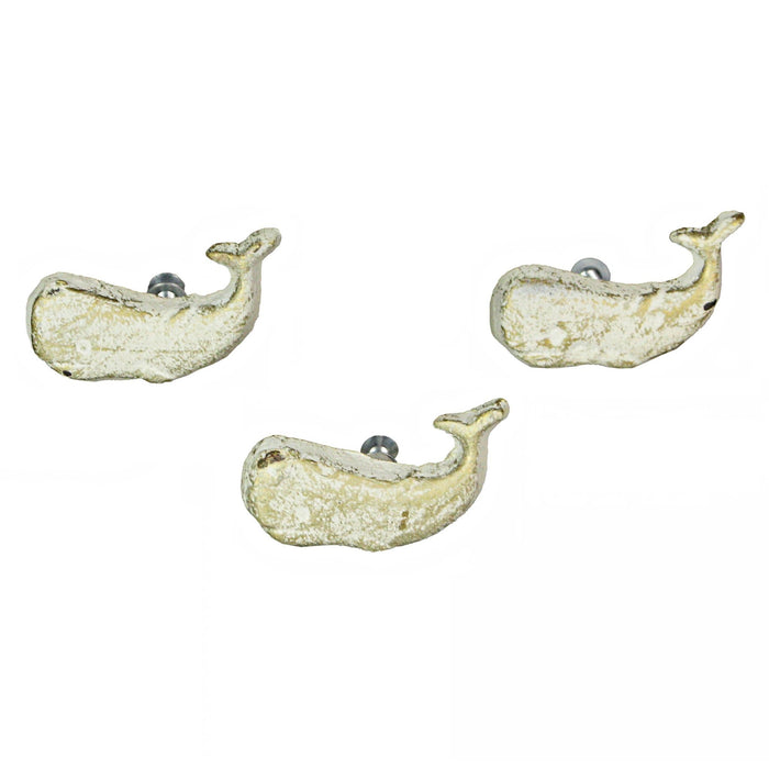 White - Image 6 - Rustic White Cast Iron Whale Drawer Pulls - Set of 6 Nautical Cabinet Knobs - Durable, Easy Install,