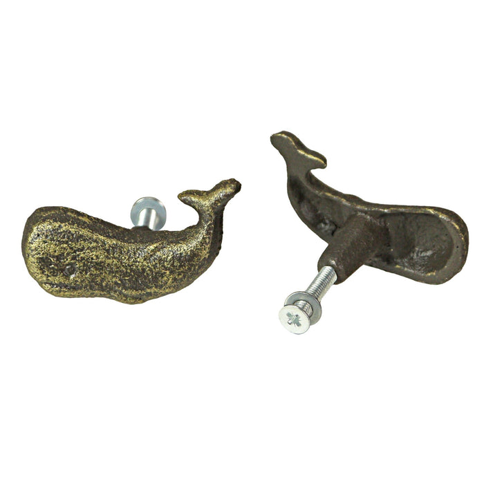 Bronze - Image 3 - Set of 6 Antique Bronze Finish Cast Iron Whale Drawer Pulls Decorative Cabinet Knobs - Easy Install -