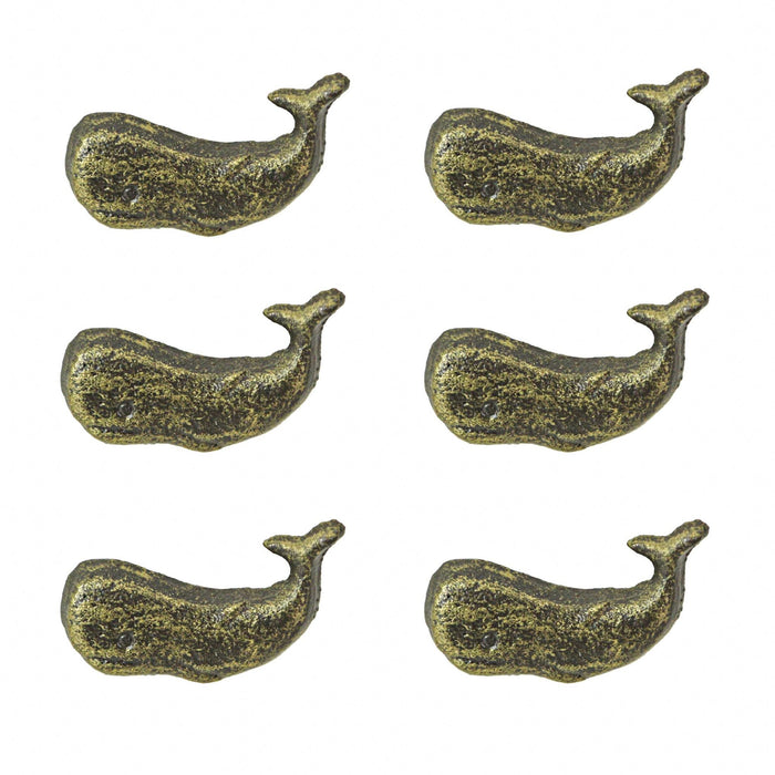 Bronze - Image 7 - Set of 6 Antique Bronze Finish Cast Iron Whale Drawer Pulls Decorative Cabinet Knobs - Easy Install -