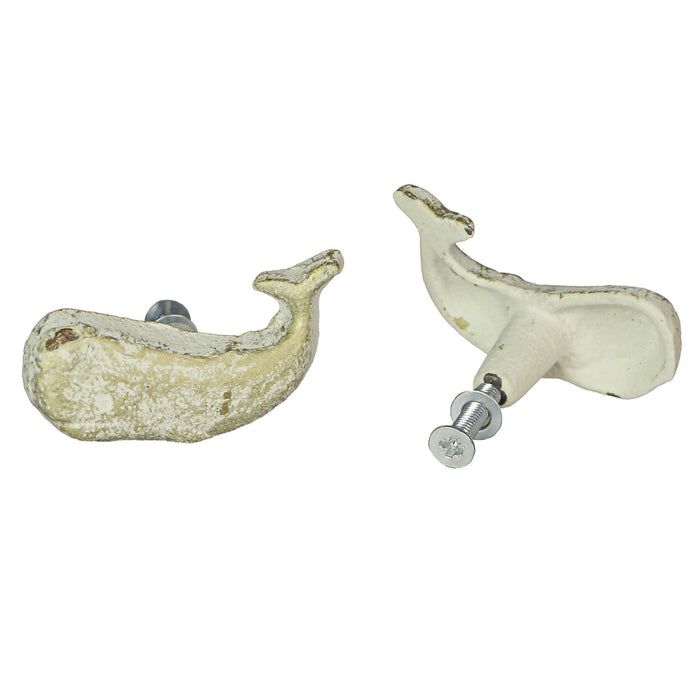 White - Image 7 - Rustic White Cast Iron Whale Drawer Pulls - Set of 6 Nautical Cabinet Knobs - Durable, Easy Install,
