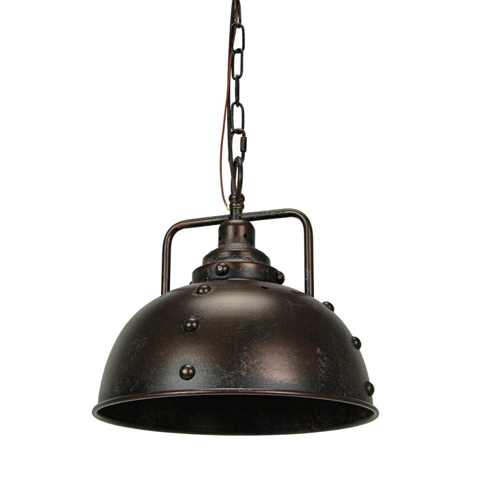 Rust - Image 1 - Rustic Brown Farmhouse Hardwired Pendant Light Fixture with Vintage Industrial Design, 11-Inch Diameter,