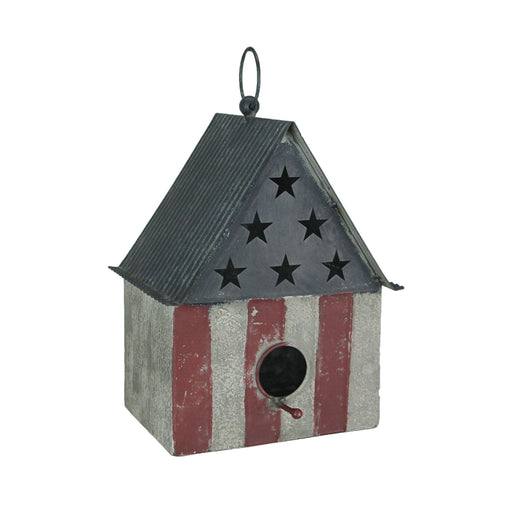 Rustic Metal Americana Hanging Bird House Decorative Garden Farmhouse Decor Image 1