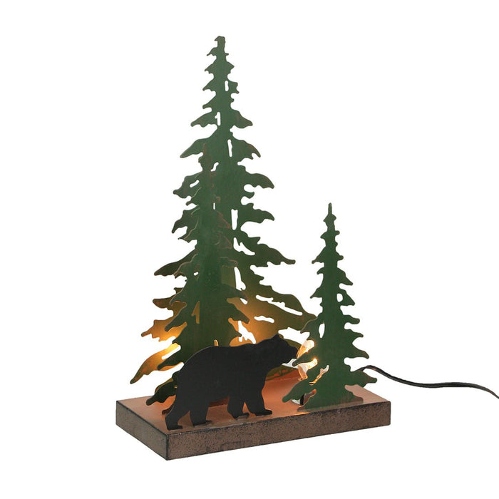 Black Bear - Image 2 - Enchanting Rustic Metal Black Bear Forest Accent Lamp - 12.25 Inches High - Decorative Illumination