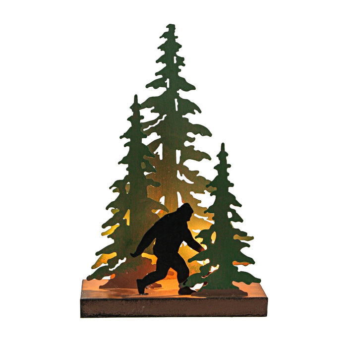 Forest Stroll - Image 1 - 12.25-Inch High Rustic Metal Bigfoot Forest Stroll Accent Lamp: Whimsical Sasquatch Home Decor