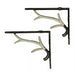 Off-white - Image 1 - Set of 2 Rustic Brown and White Cast Iron Deer Antler Decorative Shelf Brackets: Charming Wall Decor