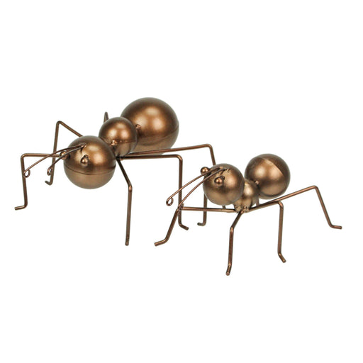 Set of 2 Metal Copper Ant Sculptures Home Garden Decor Indoor Outdoor Yard Art Image 1