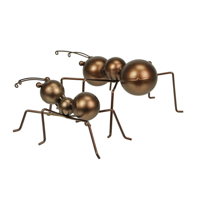 Set of 2 Metal Copper Ant Sculptures Home Garden Decor Indoor Outdoor Yard Art Image 4