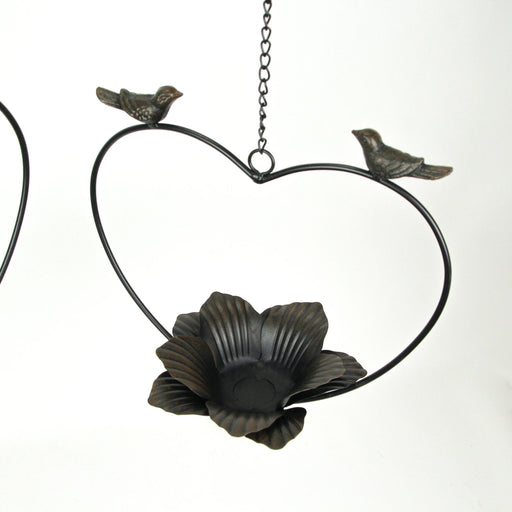 Set of 2 Rustic Metal Bird Hanging Planter Succulent Flower Basket Home Decor Image 2
