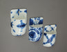 Set of 3 Blue and White Shibori Style Dyed Ceramic Wall Pocket Hangings Boho Décor Image 3