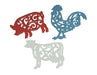 Multicolored - Image 1 - Set of 3 Red, White, and Blue Cast Iron Cow, Pig, and Rooster Kitchen Trivets Decorative Wall Art