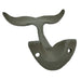 Set of 3 Cast Iron Nautical Whale Tail Wall Hooks - Stylish and Functional Towel, Hat, and Key Hangers - Rustic 5-Inch
