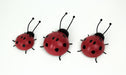 Set of 3 Hand-Painted Red and Black Metal Ladybug Art Sculptures for Garden Decor, Indoor Delight, and Outdoor Enchantment -