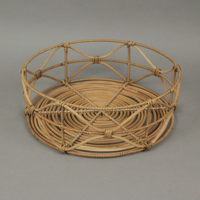 Set of 3 Metal and Rattan Nesting Round Basket Trays Image 4