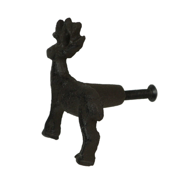 Set of 6 Rustic Brown Cast Iron Deer Drawer Pulls - Decorative Cabinet Knobs for a Charming Woodland Touch - Rustic Home