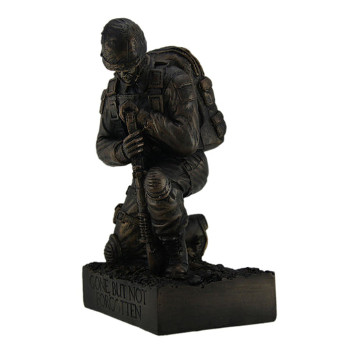 Silent Salute - Kneeling Military Soldier with Rifle In Ground Memorial Resin Statue - For Indoor or Outdoor Display - 8.5