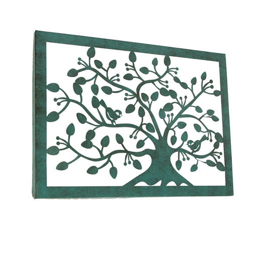 Teal Finish Metal Tree with Birds Wall Hanging—A Captivating Home Decor Accent for Living Rooms, Bedrooms and Bathrooms -
