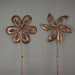 tunning Set of 2 Antique Copper Finish 12 Inch Diameter Flower Pinwheel Wind Spinners Adorned with Wired Faceted Beads -