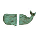 Verdigris Green Sperm Whale Head and Tail Bookends - Decorative Resin Nautical Bookshelf Organizers with Rustic Beach Charm