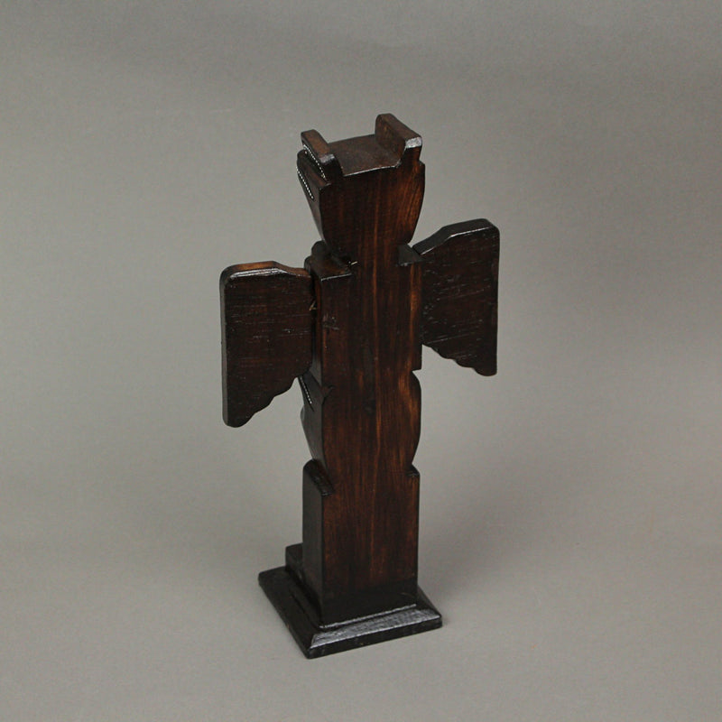 Folded Wings - Image 3 - Handcrafted 12-Inch Tall Wooden Eagle Totem Decorative Statue: Exquisite Dot-Painted Artisan-Carved